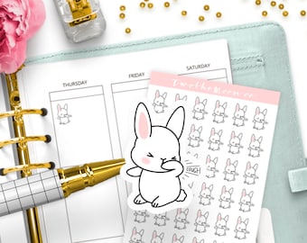 Bunn Coughing Planner Stickers, Functional Sick Day Icons, Cold & Flu Journaling Labels