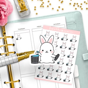 Bunn Trash Stickers / Icon Functional Planner Stickers / Bullet Journal, Filofax, Erin Condren, Happy Planner