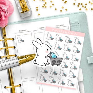 Stickers Bunn Shopping Supermarket / Stickers Icon Functional Planner / Bullet Journal, Filofax, Erin Condren, Happy Planner