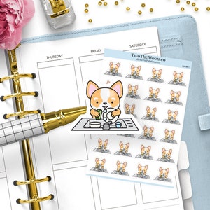 Winston Corgi afwasstickers | Leuke functionele plannerstickers voor Bullet Journal, Erin Condren, Happy Planner, Hobonichi