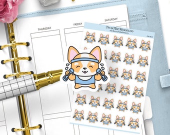 Winston Corgi Workout Planner Stickers: Functional Task Icons