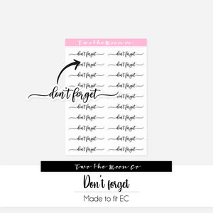 Don't forget Planner Stickers / Functional Planner stickers / Bullet Journal, Filofax, Erin Condren, Happy Planner