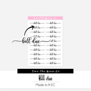 Bill Due Planer Aufkleber / Funktionale Planer Aufkleber / Bullet Journal, Filofax, Erin Condren, Happy Planner