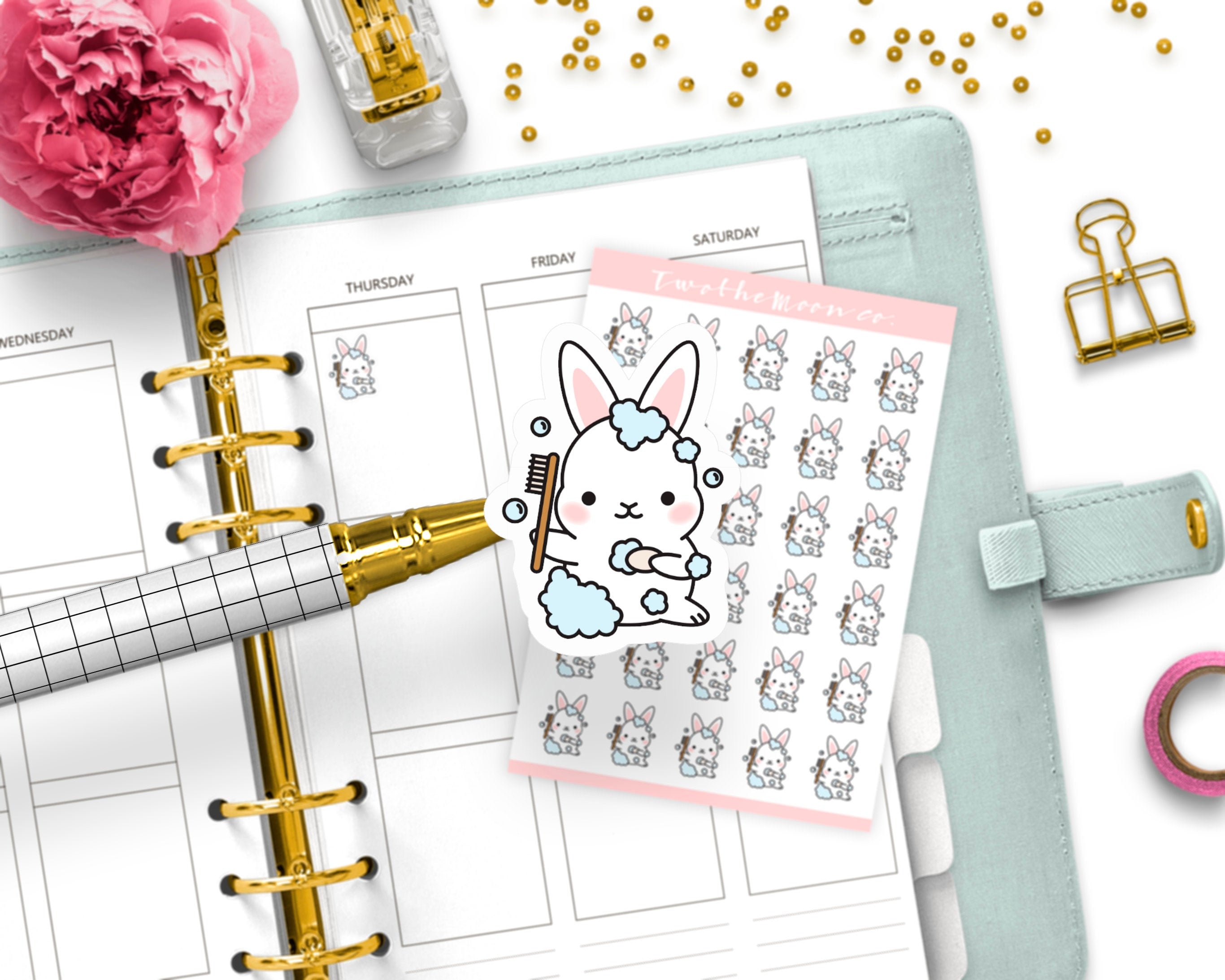 Bunn Showering / Icon Functional Planner stickers / Bullet Journal, Filofax, Erin Condren, Happy Planner