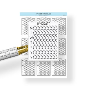 Wöchentlicher Trink Tracker Neutral Line Quarter Box Planner Aufkleber
