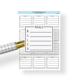 Planificateur de repas Tracker, ligne neutre, quart de boîte, autocollants pour Bullet Journal, étiquettes de repas pour Erin Condren, planificateur heureux