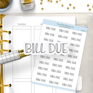 Bill Due Planer Aufkleber / Funktionale Planer Aufkleber / Bullet Journal, Filofax, Erin Condren, Happy Planner