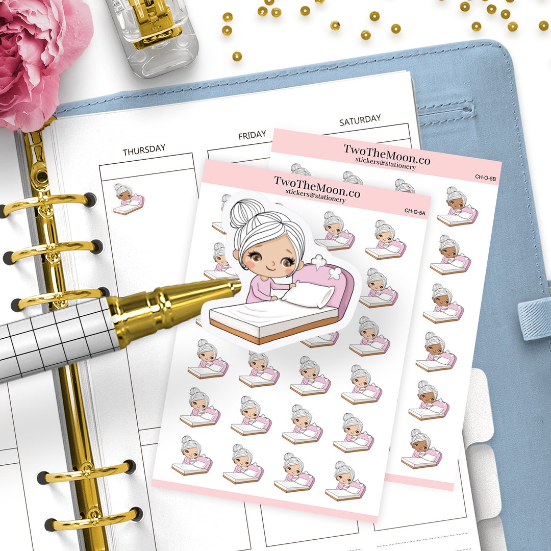 Olivia Changing Bed Sheets Stickers / Icon Functional Planner Stickers