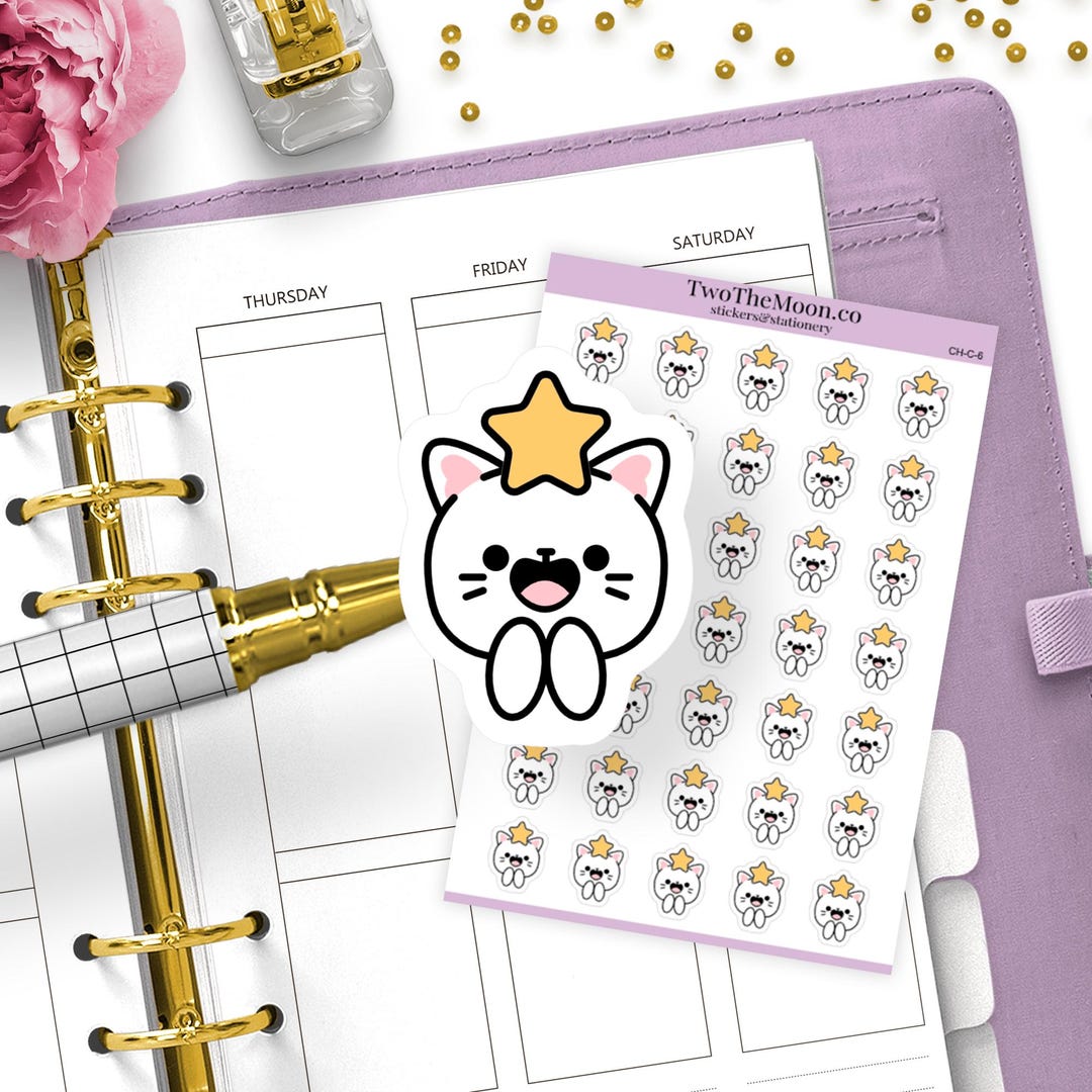 Mse Sticker Cutie Cat Star Planner Stickers, Functional Win Motivation Icons, Goal ...