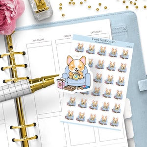 Adesivi per snack Winston the Corgi – Momenti di merenda carini o spuntini / Icone per Bullet Journal, Erin Condren, Happy Planner, Hobonichi