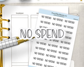 No Spend Planner Stickers, Budgeting Script Labes for Journaling