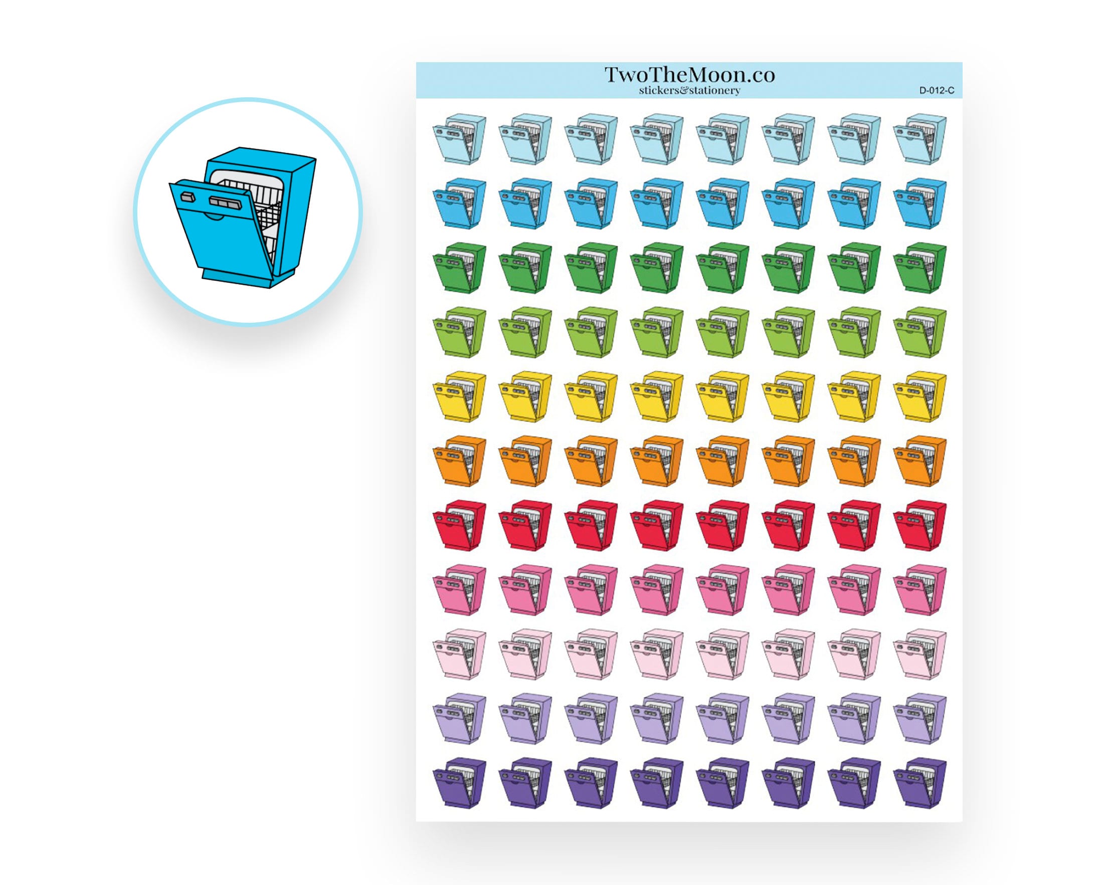 Dishwasher Doodle Planner Stickers / Icon Functional Planner Stickers ...