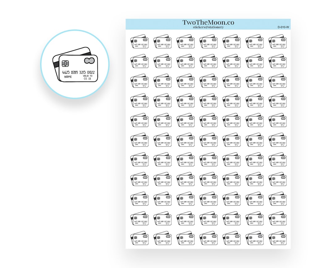 Credit Card Neutral Doodle Planner Stickers / Icon Functional Planner ...