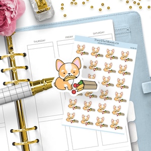Winston Corgis Lebensmittel Aufkleber | Niedliche Symbol Funktionale Planer Aufkleber für Bullet Journal, Erin Condren, Happy Planner, Hobonichi