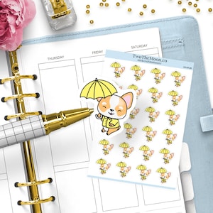 Winston Corgi-paraplustickers | Leuke functionele plannerstickers voor Bullet Journal, Erin Condren, Happy Planner, Hobonichi
