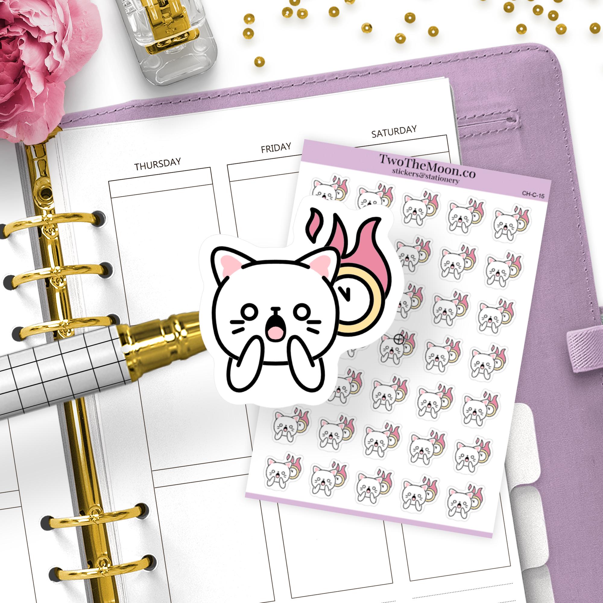 Cutie Cat Running Late Planner Stickers: Functional Task Icons - Etsy