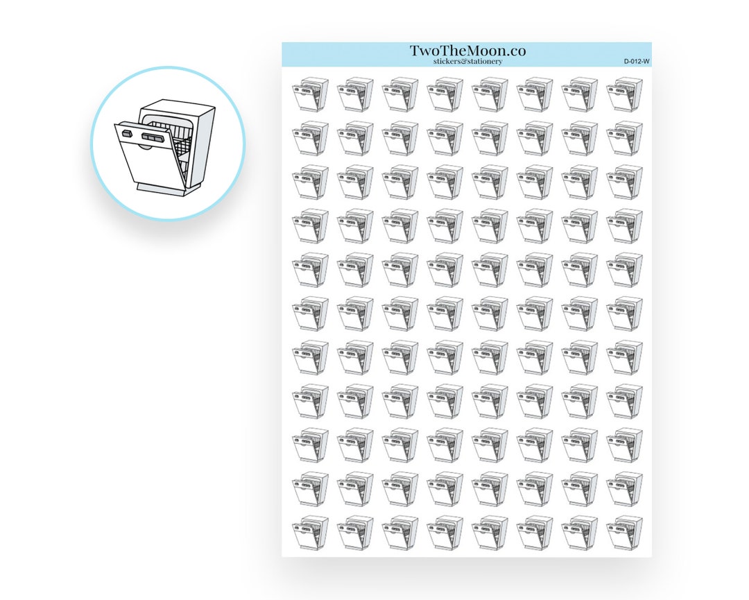 Dishwasher Neutral Doodle Planner Stickers / Icon Functional Planner ...