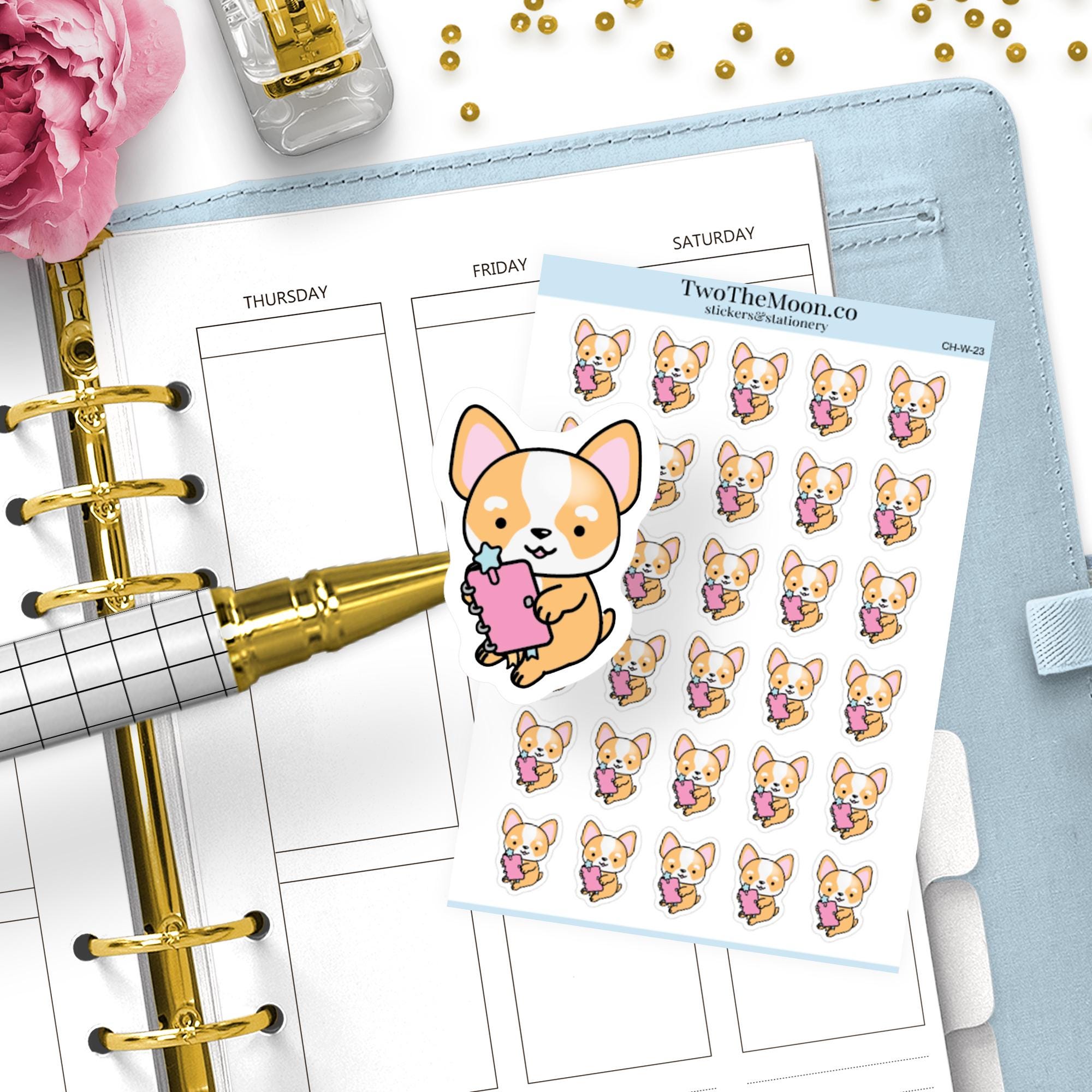 Winston Corgi Planner Stickers | Cute Icon Functional Planner Stickers for Bullet Journal, Erin Condren, Happy Planner, Hobonichi