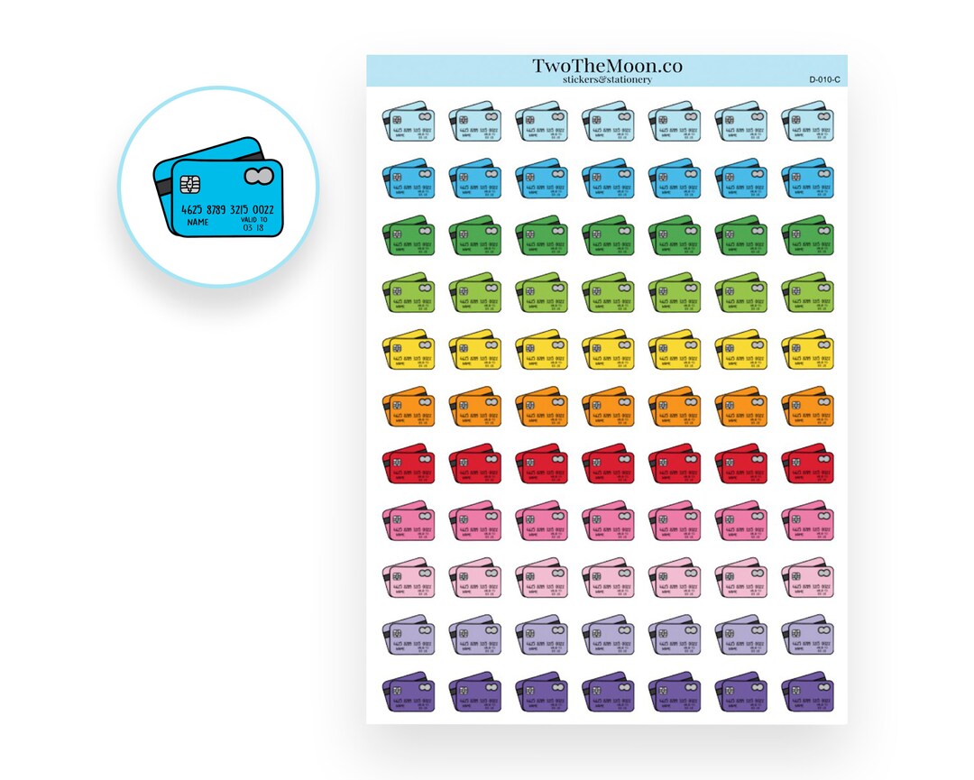 Credit Card Doodle Planner Stickers, Icon Stickers - Etsy