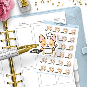 Stickers Winston le Corgi pour pâtisserie – Jolie pâtisserie, tâche de cuisine, passe-temps de week-end | Icônes pour Bullet Journal, Erin Condren, Happy Planner, Hobonichi