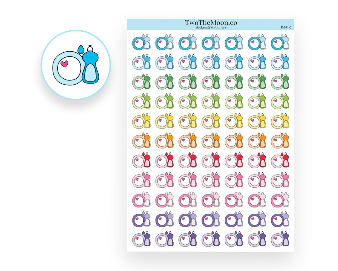 Washing Dishes Doodle Planner Stickers / Icon Functional Planner ...