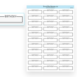 Geburtstag Neutral Line Quarter Box Planner Stickers