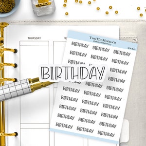 Stickers planificateur d'anniversaire / Stickers planificateur fonctionnel / Bullet Journal, Filofax, Erin Condren, Happy Planner