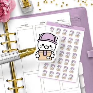 Cutie Cat Delivery Planner Stickers – Mail Day, Incoming Packages Orders, Journals, Hobonichi, Happy Planner, Erin Condren, Functional Icons