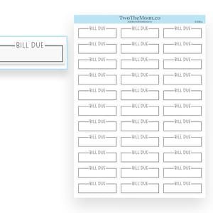 Bill Due Neutral Line Quarter Box Planner Aufkleber