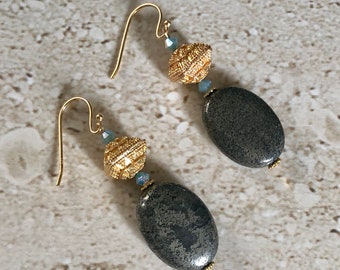 Pyrite Earrings Pyrite Dangle Earring Etruscan Earrings Gemstone Earrings Statement Earrings Protection Stone Pyrite