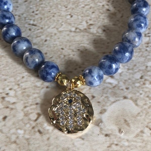 Hamsa Hand Bracelet Hamsa Evil Eye Bracelet Sodalite Bracelet Protection Bracelet Third Eye Bracelet Gemstone Chakra Third Eye
