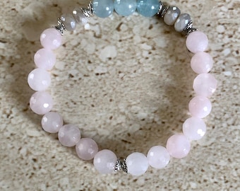 Fertility Bracelet Rose Quartz Aquamarine Moonstone Fertility Stones Bracelet Fertility Jewelry