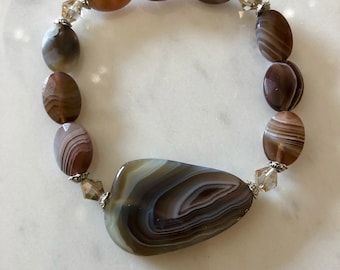 Botswana Agate Bracelet Gemstone Bracelet Agate Bracelet Botswana Agate Jewelry Handmade Beaded Bracelet Stacking