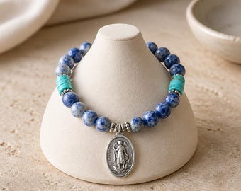 Saint Raphael Bracelet Arch Angel Raphael Bracelet Patron Saint of Healing Sodalite Bracelet Throat Chakra Stone St Raphael Bracelet Healing
