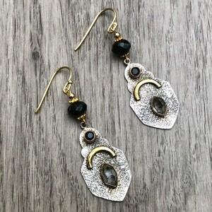 Herkimer Diamond Earrings Sterling Silver Herkimer Earrings Boho Earrings Black Onyx Earrings Herkimer Earrings Herkimer Dangle Earrings