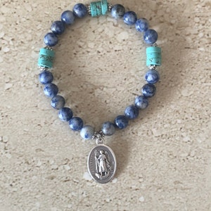 Saint Raphael Bracelet Arch Angel Raphael Bracelet Patron Saint of Healing Sodalite Bracelet Throat Chakra Stone St Raphael Bracelet Healing