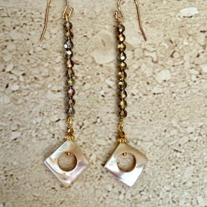 Mother of Pearl Earrings Long Earrings MOP Long Earrings Linear Mother of Pearl Earrings