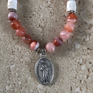 Saint Raphael Bracelet Arch Angel Raphael Bracelet Patron Saint of Healing Striped Agate Bracelet St Raphael Bracelet Healing Faith Jewelry