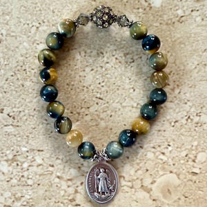 Saint Raphael Bracelet Arch Angel Raphael Bracelet Patron Saint of Healing Tiger’s Eye St Raphael Bracelet Religious Gift  Faith Jewelry