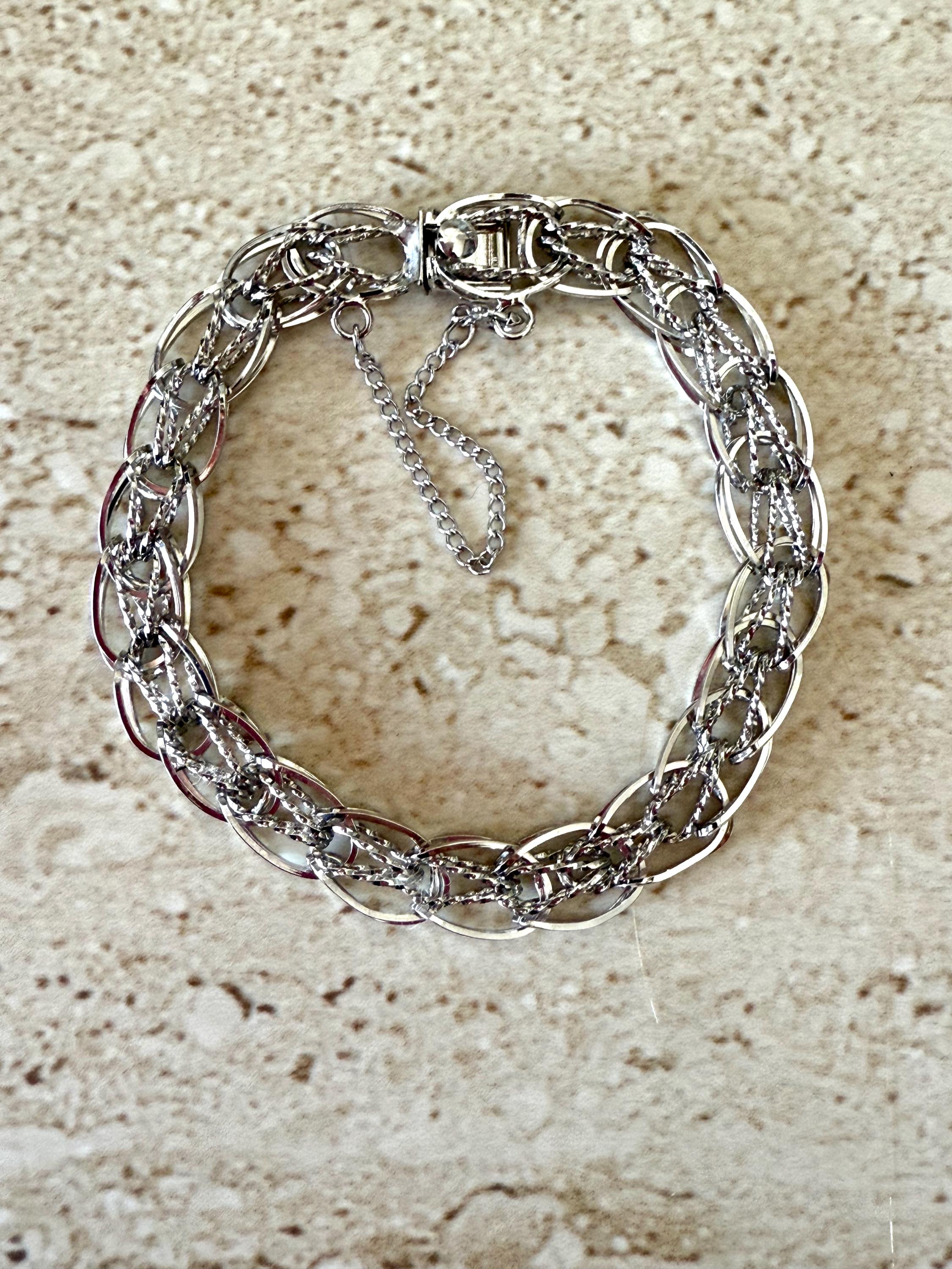 Vintage Sterling Silver Bracelet 8inch - Etsy