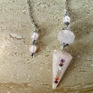 Pendulum Rose Quartz Pendulum Dowsing  Crown Chakra Stone Pendulum Rose Pendulum Heart Chakra Rose Quartz Pendulum