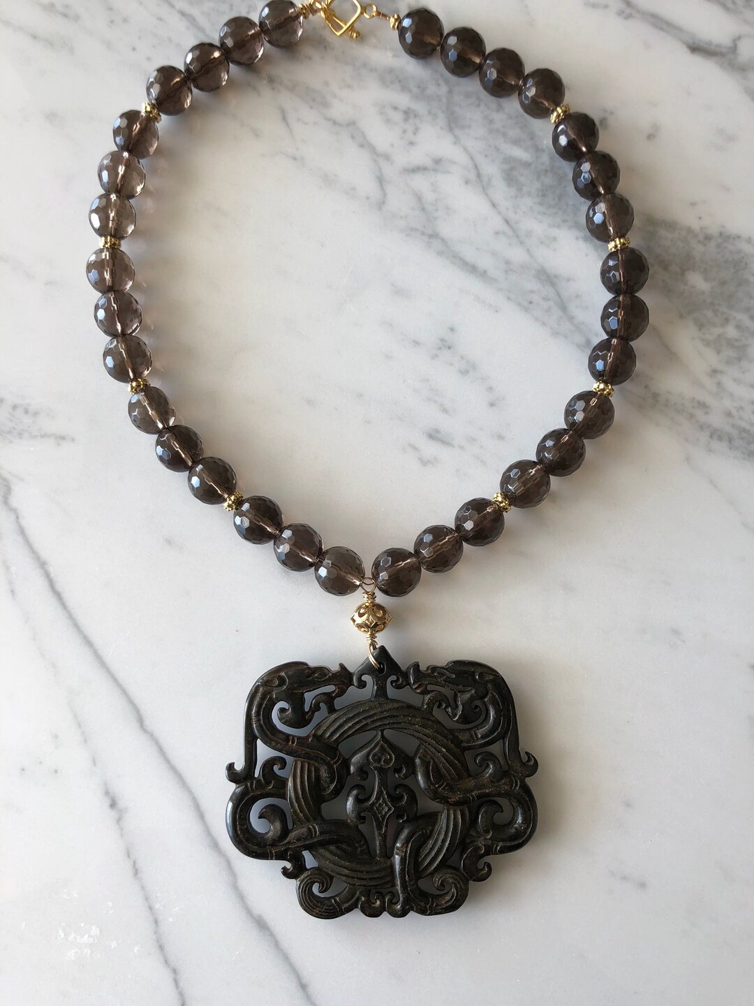 Jade Necklace Carved Jade Snake Pendant Vintage Jade Snake Etsy