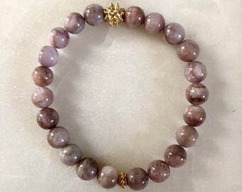 Kunzite Bracelet Kunzite Beaded Bracelet Gemstone Bracelet Heart Chakra Stone Kunzite Jewelry