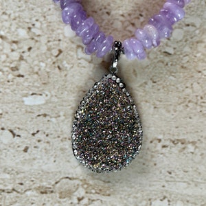 Lavender Jade Necklace Lavender Jade Pendant Druzy Pendant Lavender Jade Statement Necklace Handmade
