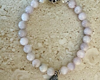 Kunzite Bracelet Diamond Heart Kunzite Bracelet Gemstone Bracelet Kunzite Heart Chakra Stone Heart Bracelet Handmade