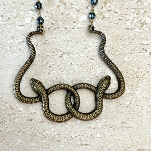 Snake Pendant Snake Necklace Serpent Necklace Hematite Necklace Snake Jewelry Statement Pendant Snake