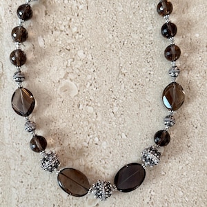 Smoky Quartz Necklace Smoky Quartz Strand Necklace Gemstone Necklace Handmade Smoky Quartz Necklace