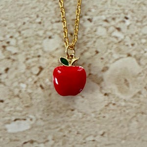Apple Pendant Apple Necklace Enamel Red Apple Pendant Apple Jewelry Gift for Teacher Dainty Apple Pendant