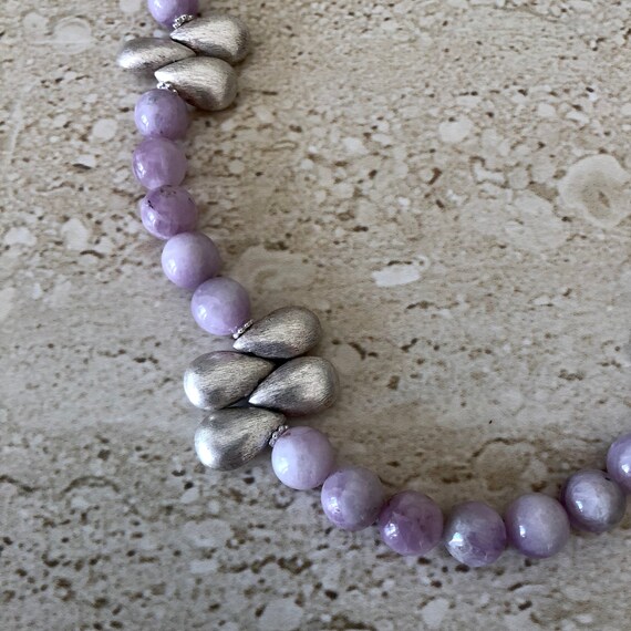 Kunzite Necklace Kunzite Beaded Necklace Kunzite and Sterling
