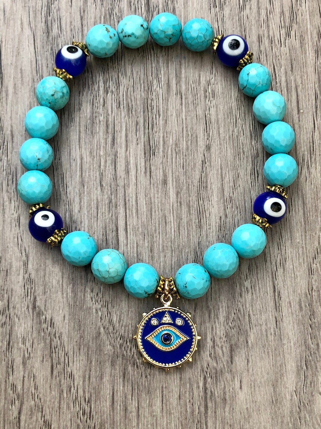 Third Eye Bracelet Turquoise Evil Eye Bracelet Protection Etsy